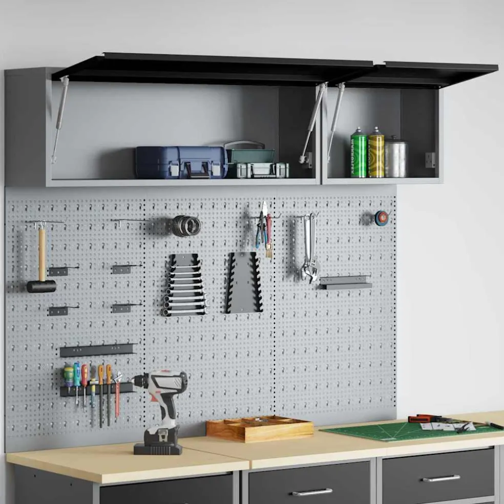 vidaXL Gereedschapskast set met plank 5 st Zwart Gepoedercoat staal