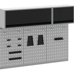 vidaXL Gereedschapskast set met plank 5 st Zwart Gepoedercoat staal