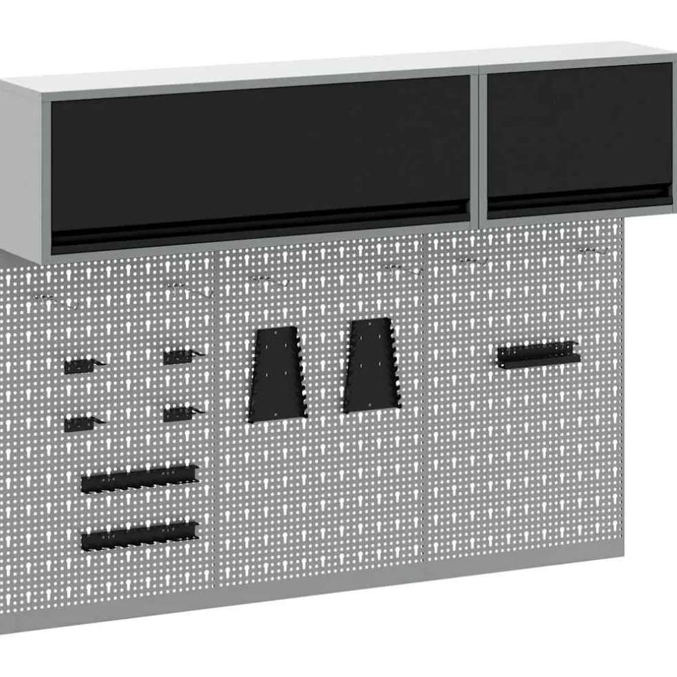 vidaXL Gereedschapskast set met plank 5 st Zwart Gepoedercoat staal