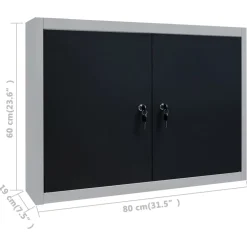 vidaXL Gereedschapskast voor aan de wand metaal grijs en zwart