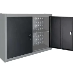 vidaXL Gereedschapskast voor aan de wand metaal grijs en zwart