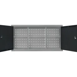 vidaXL Gereedschapskast voor aan de wand metaal grijs en zwart