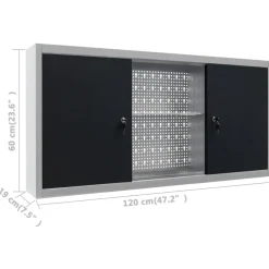 vidaXL Gereedschapskast voor aan de wand metaal grijs en zwart