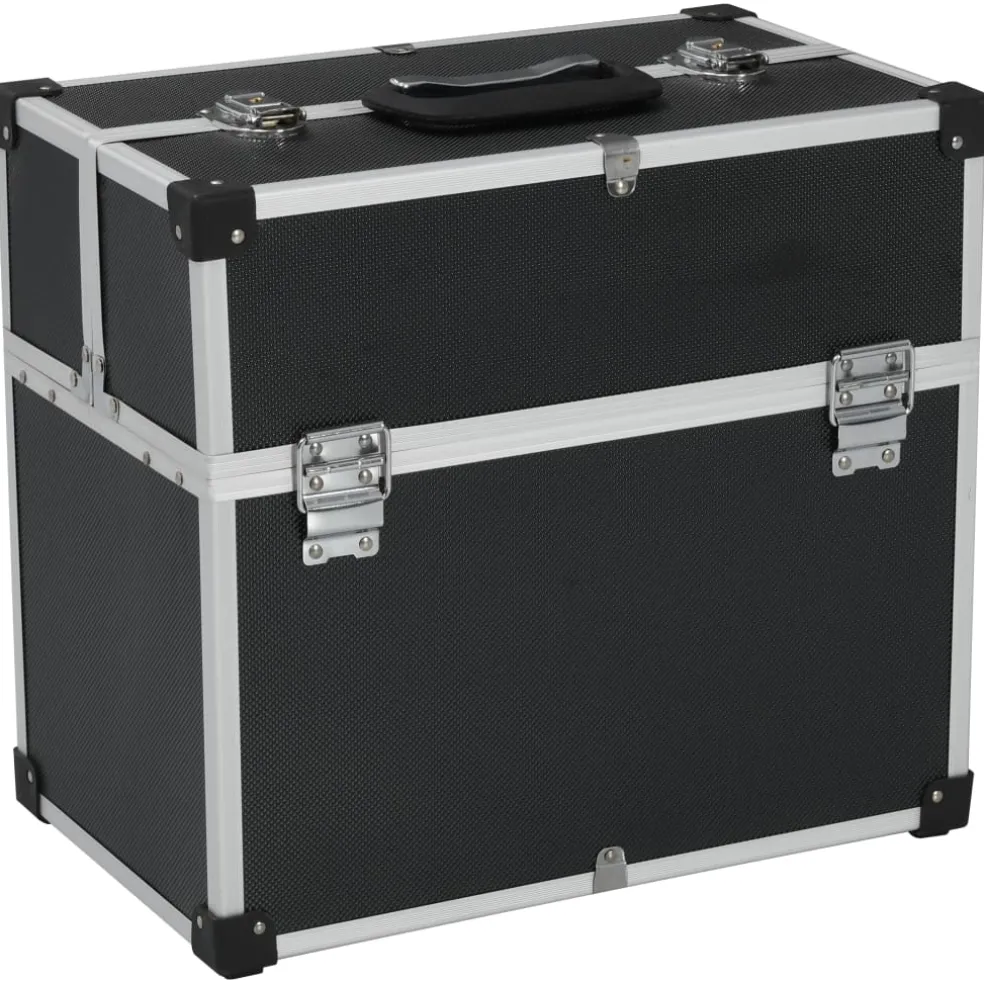 vidaXL Gereedschapskoffer 38x22,5x34 cm aluminium zwart