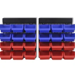 vidaXL Gereedschapsordeners wandgemonteerd blauw en rood 2 st