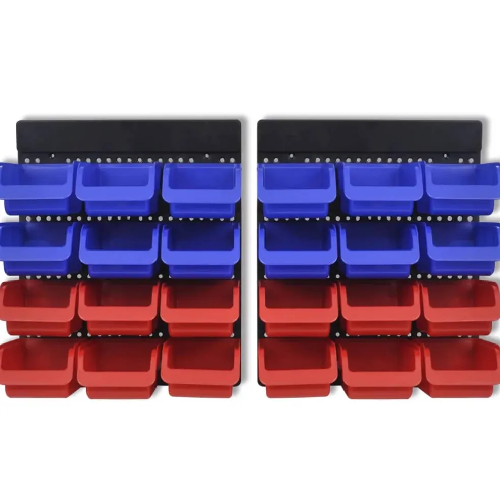vidaXL Gereedschapsordeners wandgemonteerd blauw en rood 2 st