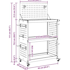 vidaXL Gereedschapswagen Wit 65 x 35 x 111 cm Koudgewalst staal