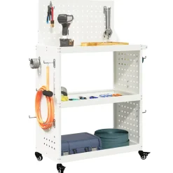 vidaXL Gereedschapswagen Wit 65 x 35 x 111 cm Koudgewalst staal