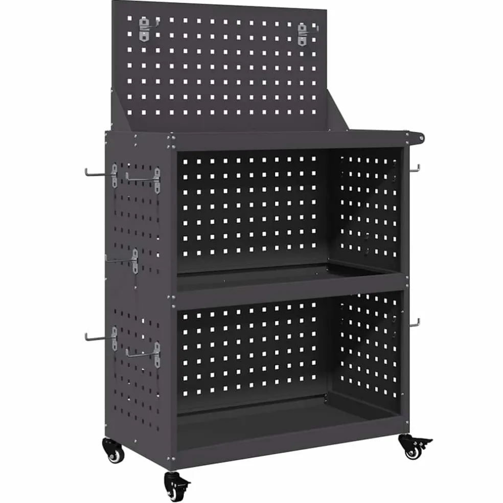 vidaXL Gereedschapswagen Zwart 65 x 35 x 111 cm Koudgewalst staal