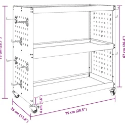 vidaXL Gereedschapswagen Zwart 75 x 35 x 73 cm Koudgewalst staal