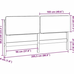 vidaXL Gestoffeerd hoofdbord met hoofdeinde Wit en Lichtgrijs 200 cm