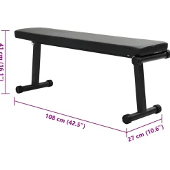 vidaXL Gewicht Bank Zwart 108 x 27 x 41 cm Gepoedercoat staal