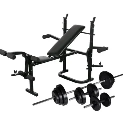 vidaXL Gewichtenbank met gewichtenrek en halterset 30,5 kg