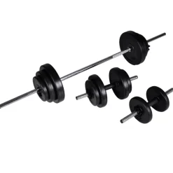 vidaXL Gewichtenbank met gewichtenrek en halterset 30,5 kg