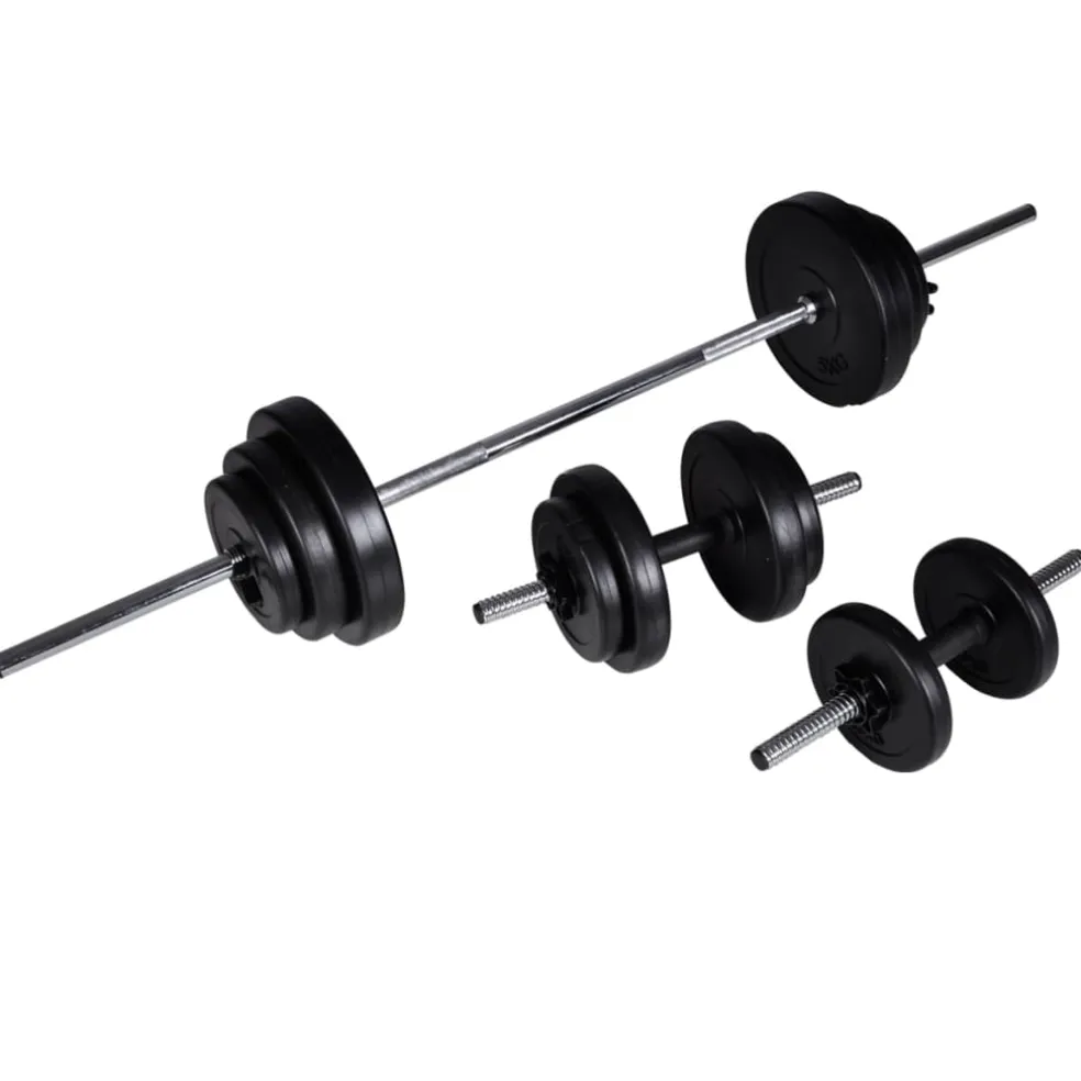 vidaXL Gewichtenbank met gewichtenrek en halterset 30,5 kg