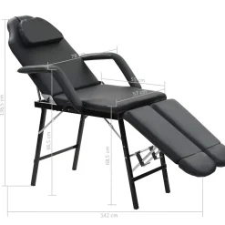 vidaXL Gezichtsbehandelstoel draagbaar 185x78x76 cm kunstleer zwart