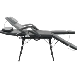 vidaXL Gezichtsbehandelstoel draagbaar 185x78x76 cm kunstleer zwart