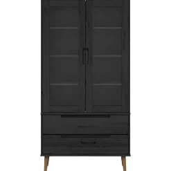 vidaXL Glazen Display Kast MOLDE 90 x 35 x 175 cm Massief grenenhout