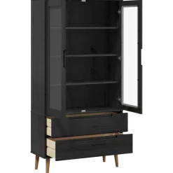 vidaXL Glazen Display Kast MOLDE 90 x 35 x 175 cm Massief grenenhout