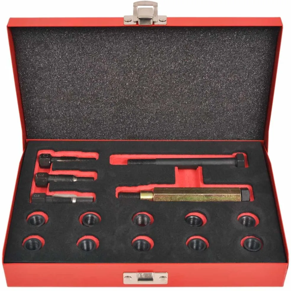 vidaXL Gloeibougie draad reparatie set M10 x 1,0 mm 15-delig