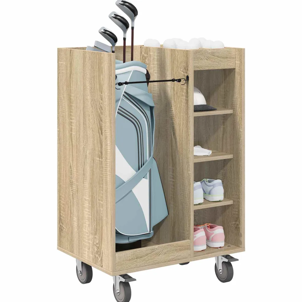 vidaXL Golfkast met wiel Effen Sonoma Eiken 65 x 45 x 98 cm