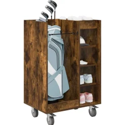 vidaXL Golfkast met wiel Gerookt eiken 65 x 45 x 98 cm Bewerkt hout