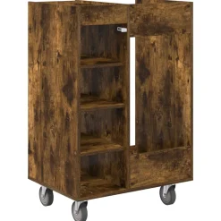 vidaXL Golfkast met wiel Gerookt eiken 65 x 45 x 98 cm Bewerkt hout