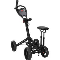 vidaXL Golf trolley met zitplaats Zwart Aluminium Opvouwbaar