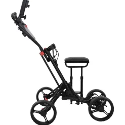 vidaXL Golf trolley met zitplaats Zwart Aluminium Opvouwbaar