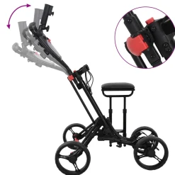 vidaXL Golf trolley met zitplaats Zwart Aluminium Opvouwbaar