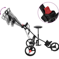vidaXL Golf trolley met zitplaats Zwart 95 x 69 x 114 cm IJzer