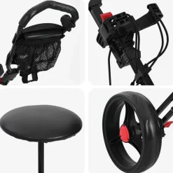 vidaXL Golf trolley met zitplaats Zwart 95 x 69 x 114 cm IJzer