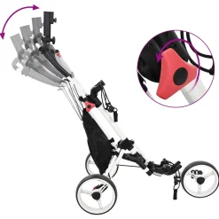 vidaXL Golf trolley Zwart en Wit Aluminium Opvouwbaar