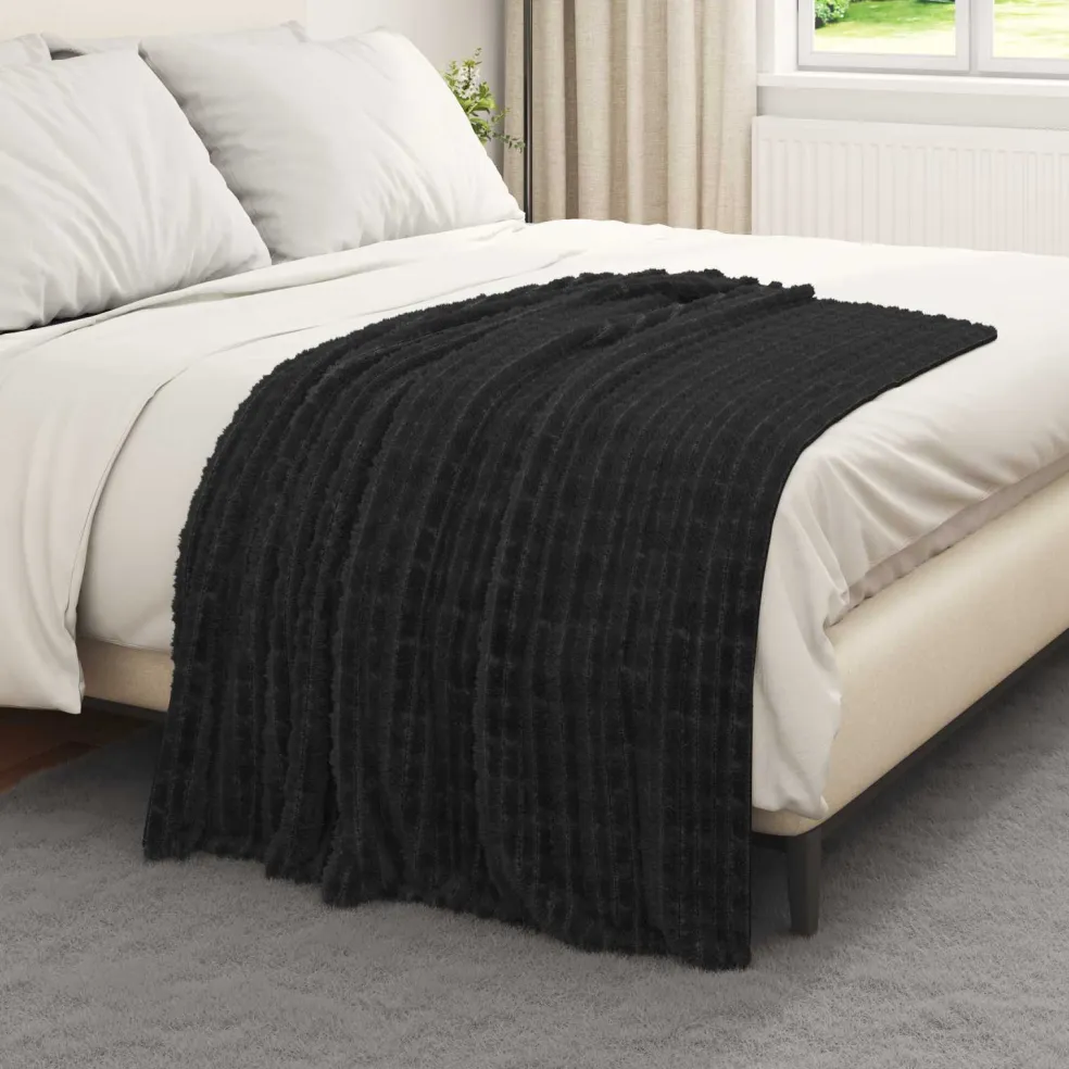 vidaXL Gooi Deken Zwart 150 x 130 cm 0.5 kg Fleece