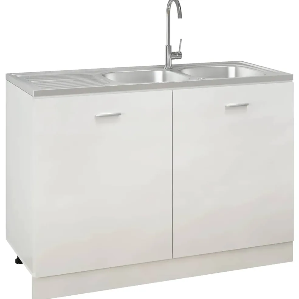 vidaXL Gootsteen dubbele bakken 1200x500x155 mm roestvrij staal zilver