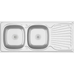 vidaXL Gootsteen dubbele bakken 1200x500x155 mm roestvrij staal zilver