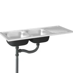 vidaXL Gootsteen dubbele bakken 1200x500x155 mm roestvrij staal zilver