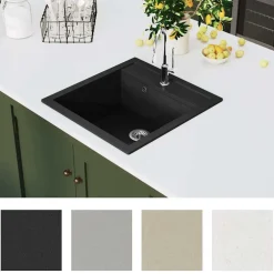 vidaXL Gootsteen enkele bak graniet beige