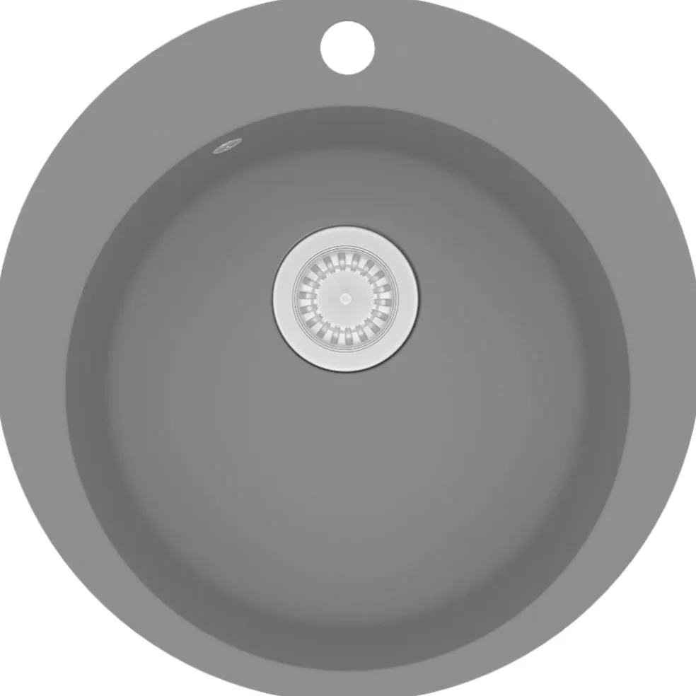 vidaXL Gootsteen rond enkele bak graniet grijs