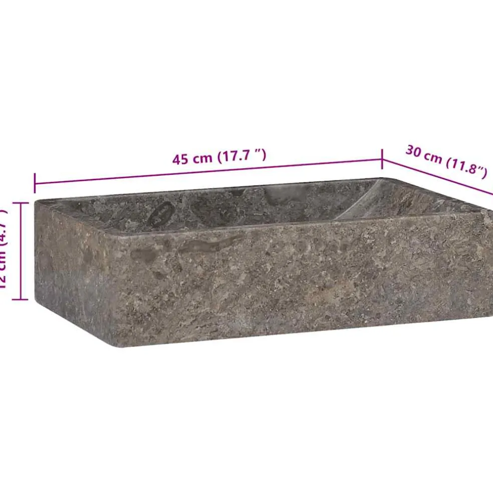 vidaXL Gootsteen 45x30x12 cm marmer hoogglans grijs