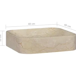 vidaXL Gootsteen 40x40x10 cm marmer crèmekleurig