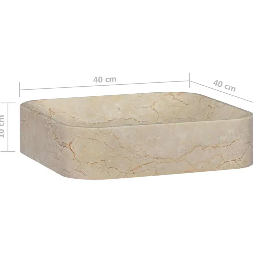 vidaXL Gootsteen 40x40x10 cm marmer crèmekleurig
