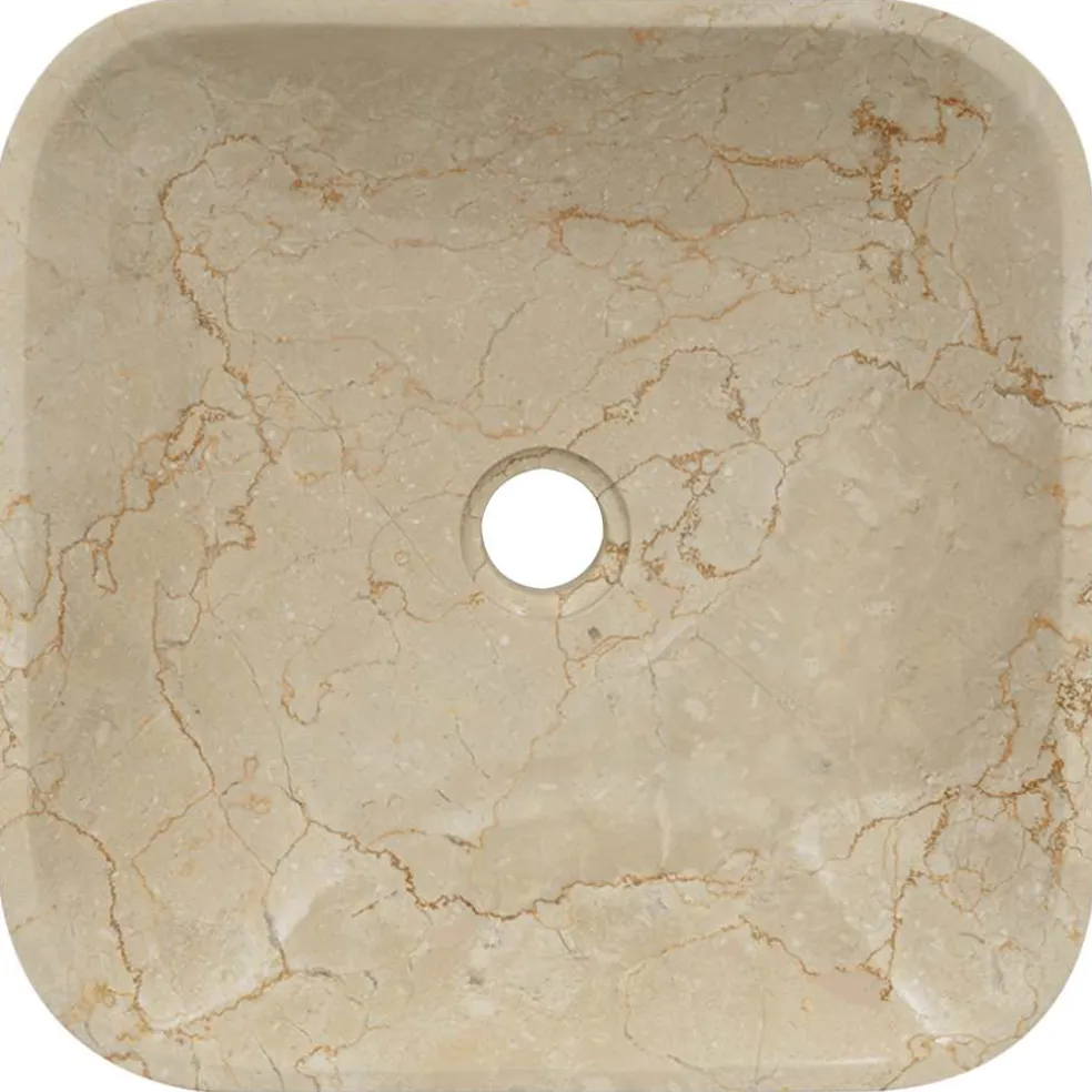 vidaXL Gootsteen 40x40x10 cm marmer crèmekleurig