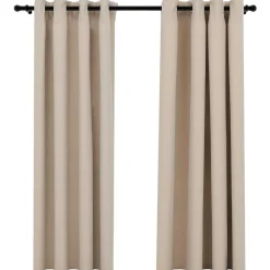 vidaXL Gordijnen linnen-look verduisterend ogen 2 st 140x175 cm beige