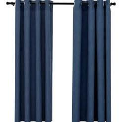 vidaXL Gordijnen linnen-look verduisterend ogen 2 st 140x175 cm blauw