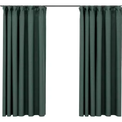 vidaXL Gordijnen linnen-look verduisterend haken 2 st 140x175 cm groen