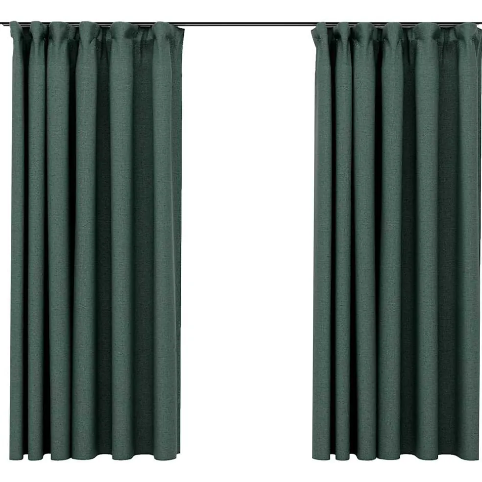 vidaXL Gordijnen linnen-look verduisterend haken 2 st 140x175 cm groen