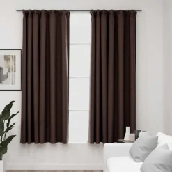 vidaXL Gordijnen linnen-look verduisterend haken 2 st 140x175 cm taupe