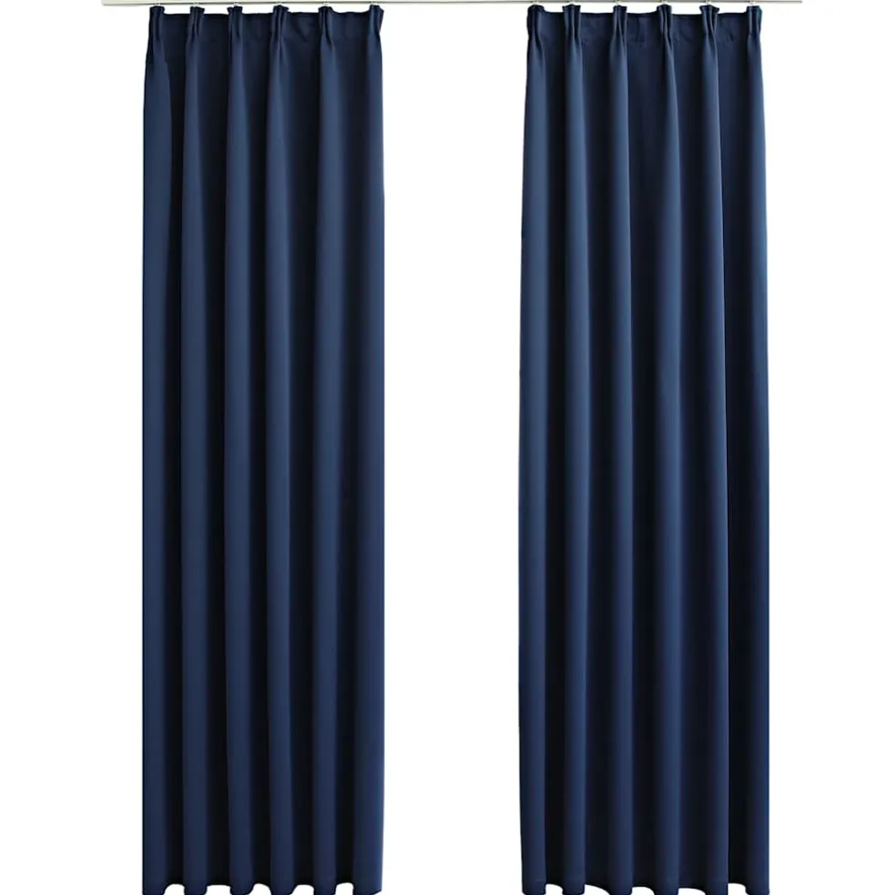 vidaXL Gordijnen verduisterend met haken 2 st 140x175 cm blauw