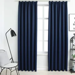 vidaXL Gordijnen verduisterend met haken 2 st 140x175 cm blauw